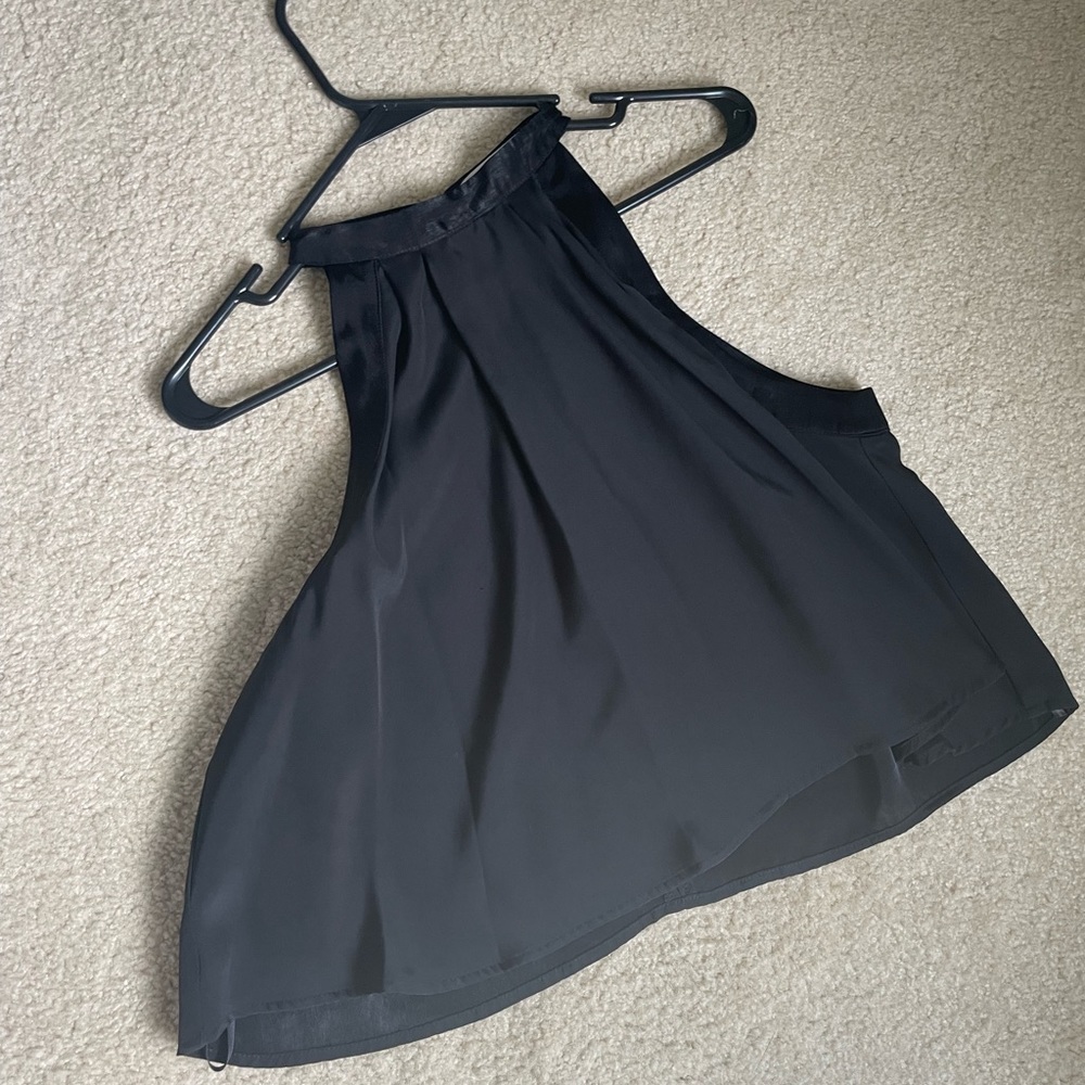 BCBGeneration High Neck Black Silky Crop Tank Top